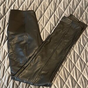 Black faux leather pants